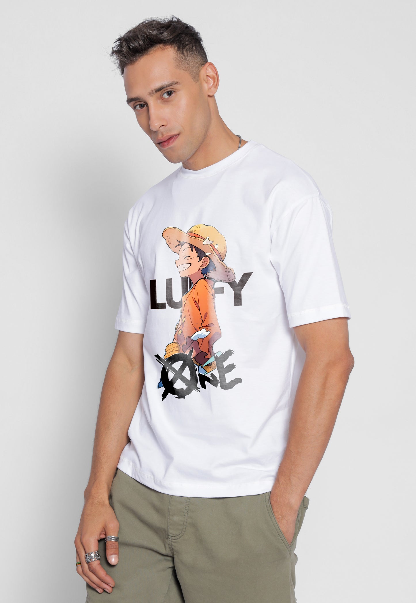 Starton Apparel Unisex Cotton T-Shirt Monkey D. Luffy Roronoa Zoro Anime Graphic Oversized T Shirt for Men and Women Drop Shoulder Loose Baggy Fit Unisex