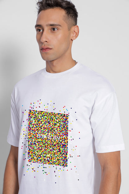 Starton Apparel Cotton Drop Shoulder Oversized T-Shirt Front Printed White