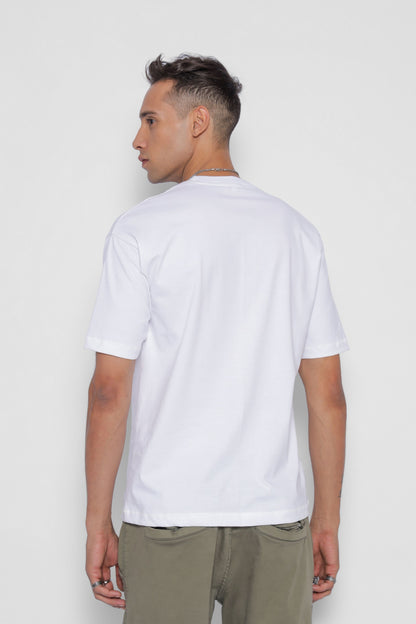 Starton Apparel Cotton Drop Shoulder Oversized T-Shirt Front Printed White