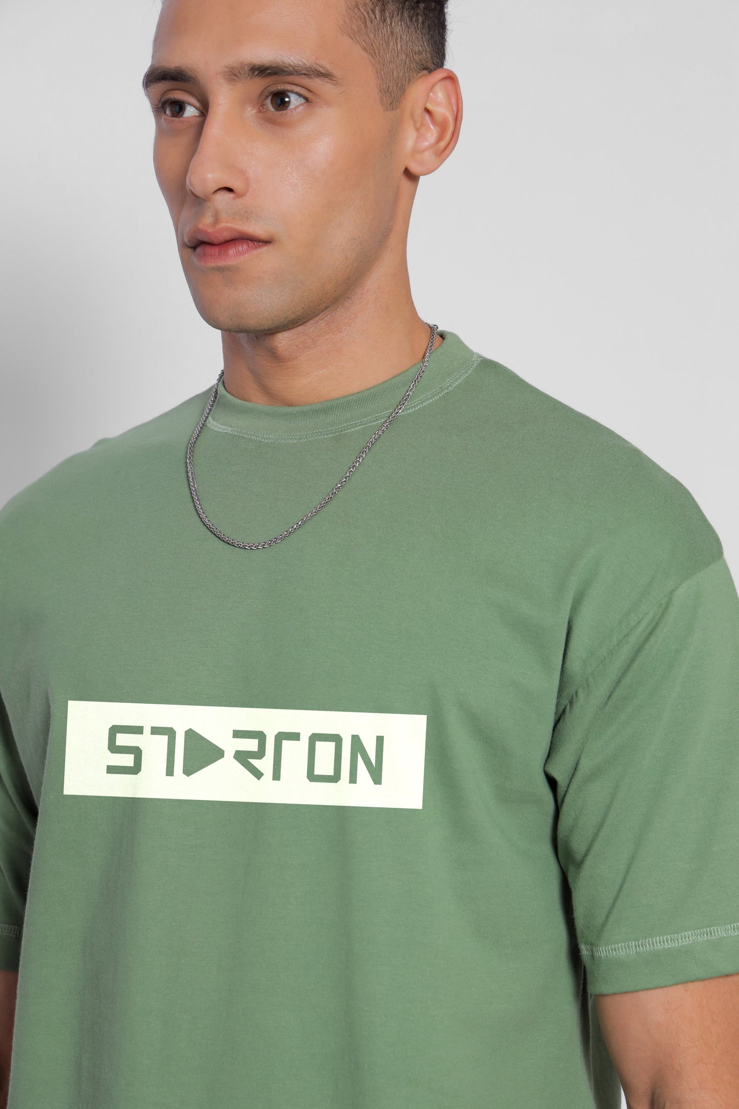 Starton Apparel Pure Cotton Drop Shoulder Oversized Back Front Printed Mint
