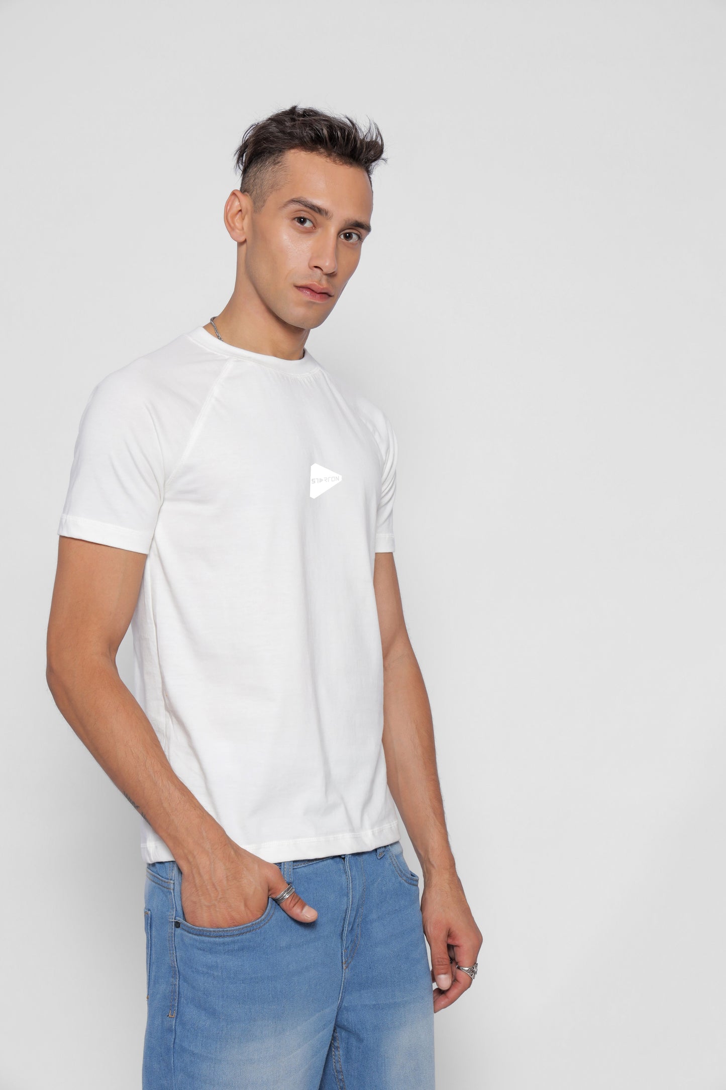 Starton Apparel Men's Round Neck Raglan Sleeve T-Shirt Combed Cotton (STM-004 Off-White)