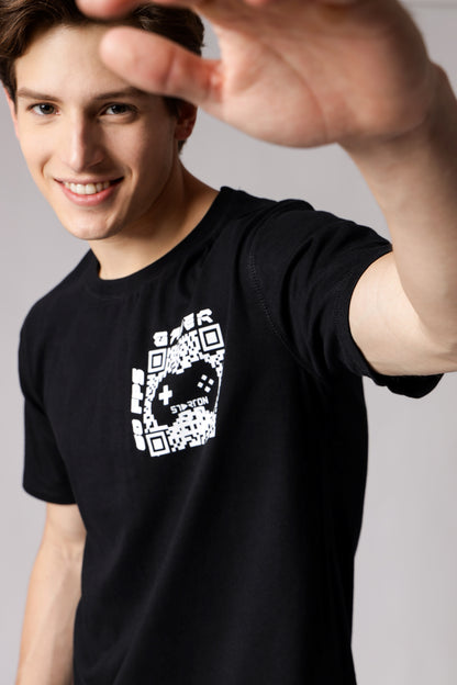Starton Apparel Men's Round Neck T-Shirt Combed Cotton Bio-Washed 180 GSM Gamer 60FPS (STM-015)