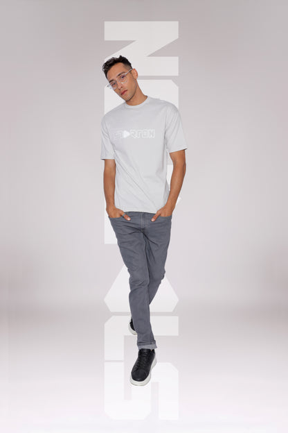 Starton Apparel Cotton Drop Shoulder Light Grey Oversized T-Shirt