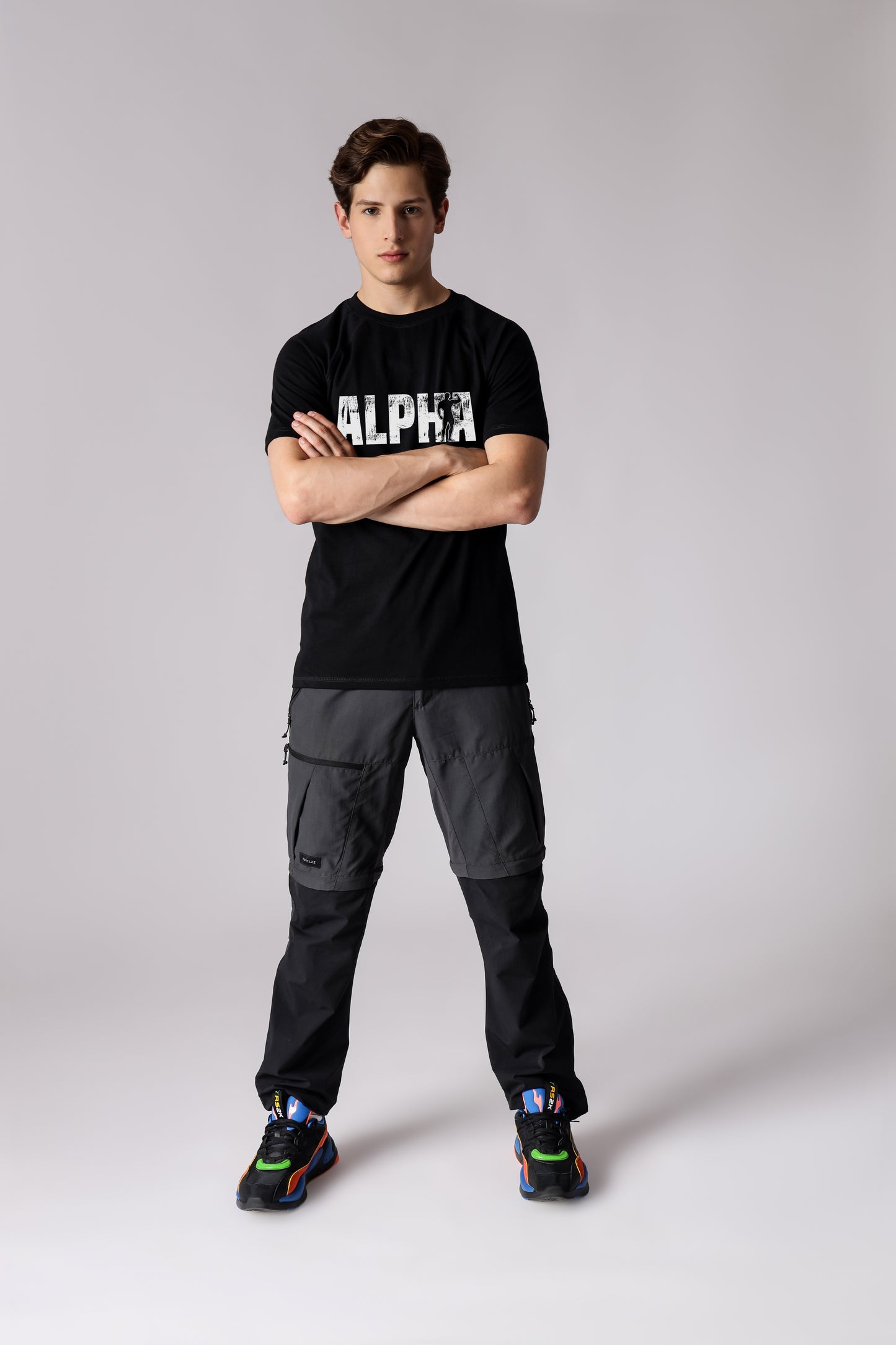 Starton Apparel Crew Neck Raglan Sleeve T-Shirt Pure Pre Combed Cotton Bio-Washed Alpha Print (STM-015)