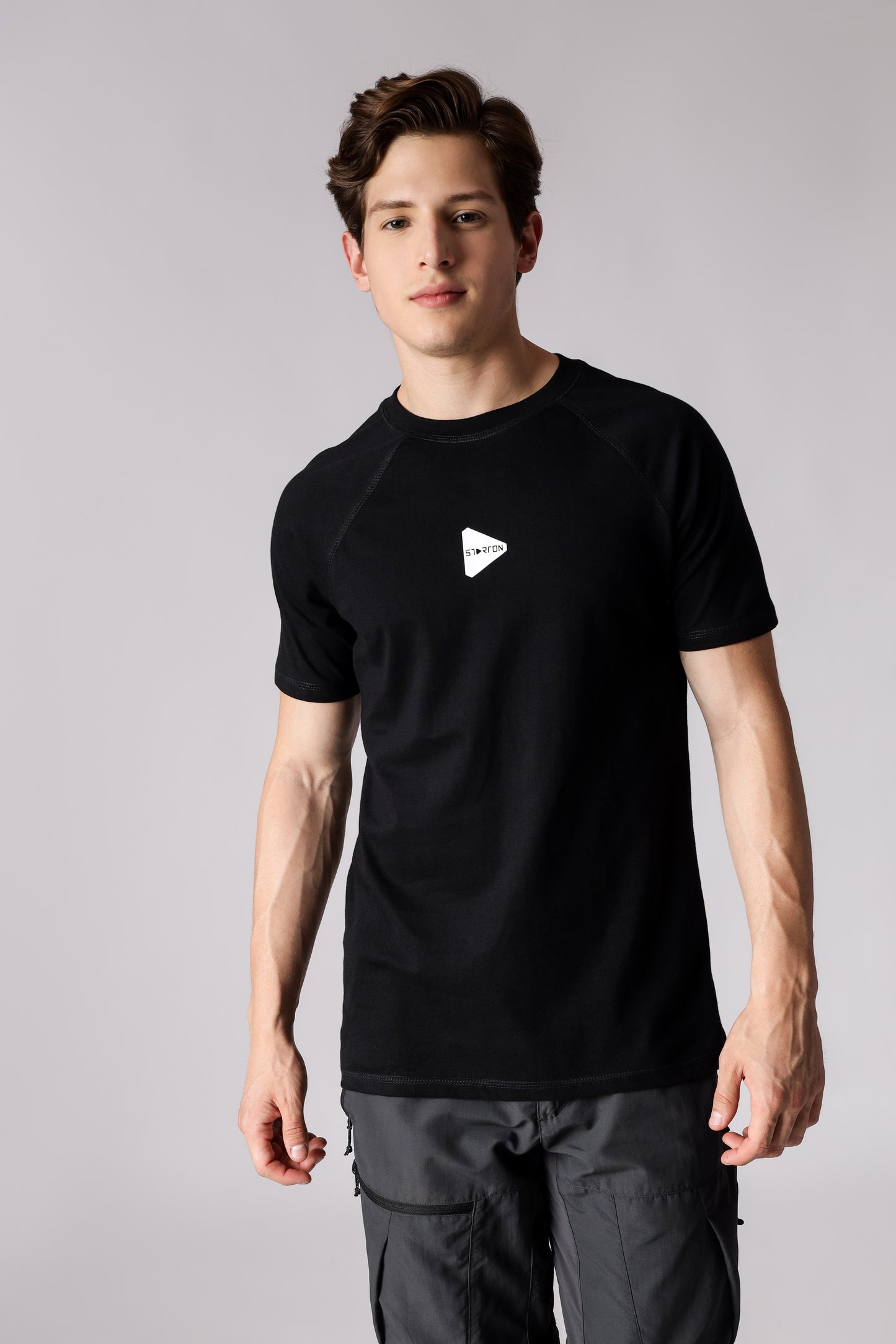 Starton Apparel Trending Smart Slim Fit Cotton Black Raglan T Shirt Men's Regular Fit Round Neck Half Sleeved T-Shirt (STM-006)