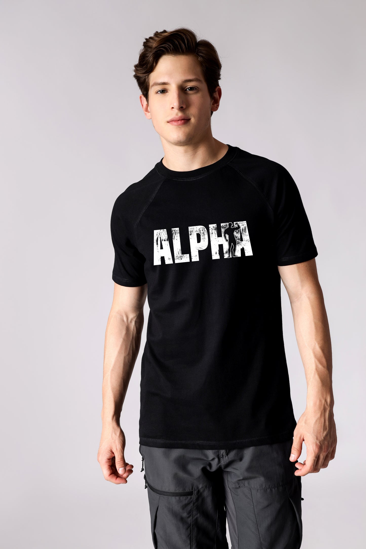 Starton Apparel Crew Neck Raglan Sleeve T-Shirt Pure Pre Combed Cotton Bio-Washed Alpha Print (STM-015)