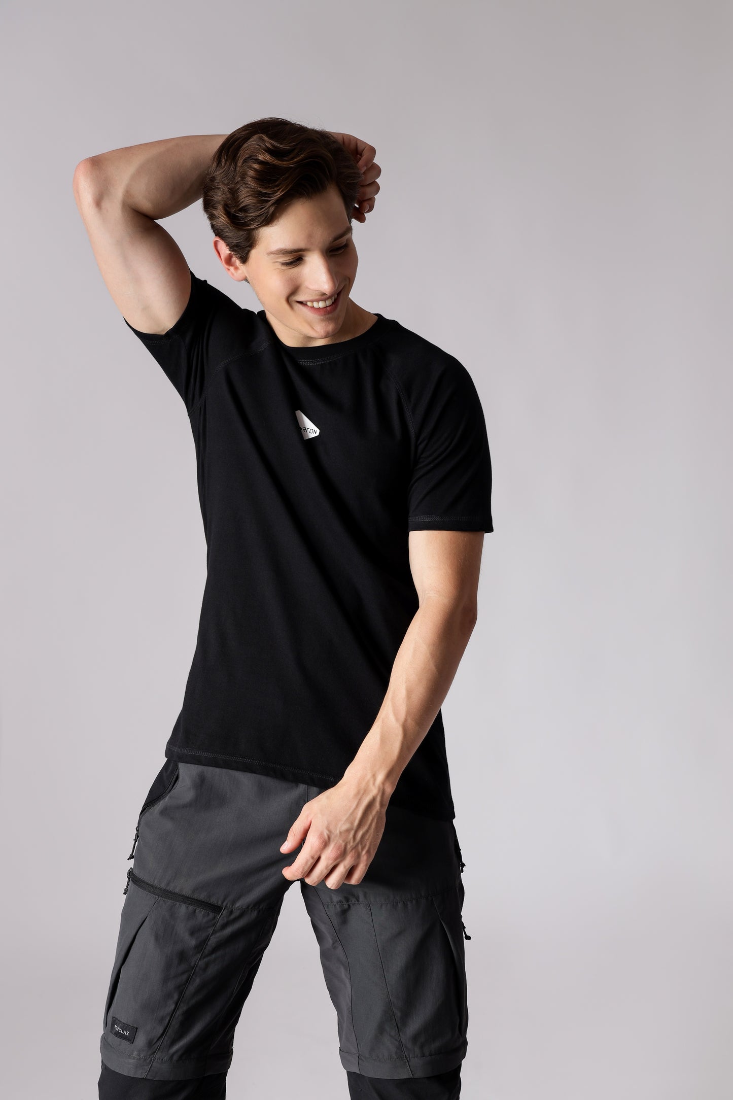 Starton Apparel Trending Smart Slim Fit Cotton Black Raglan T Shirt Men's Regular Fit Round Neck Half Sleeved T-Shirt (STM-006)
