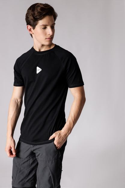 Starton Apparel Trending Smart Slim Fit Cotton Black Raglan T Shirt Men's Regular Fit Round Neck Half Sleeved T-Shirt (STM-006)