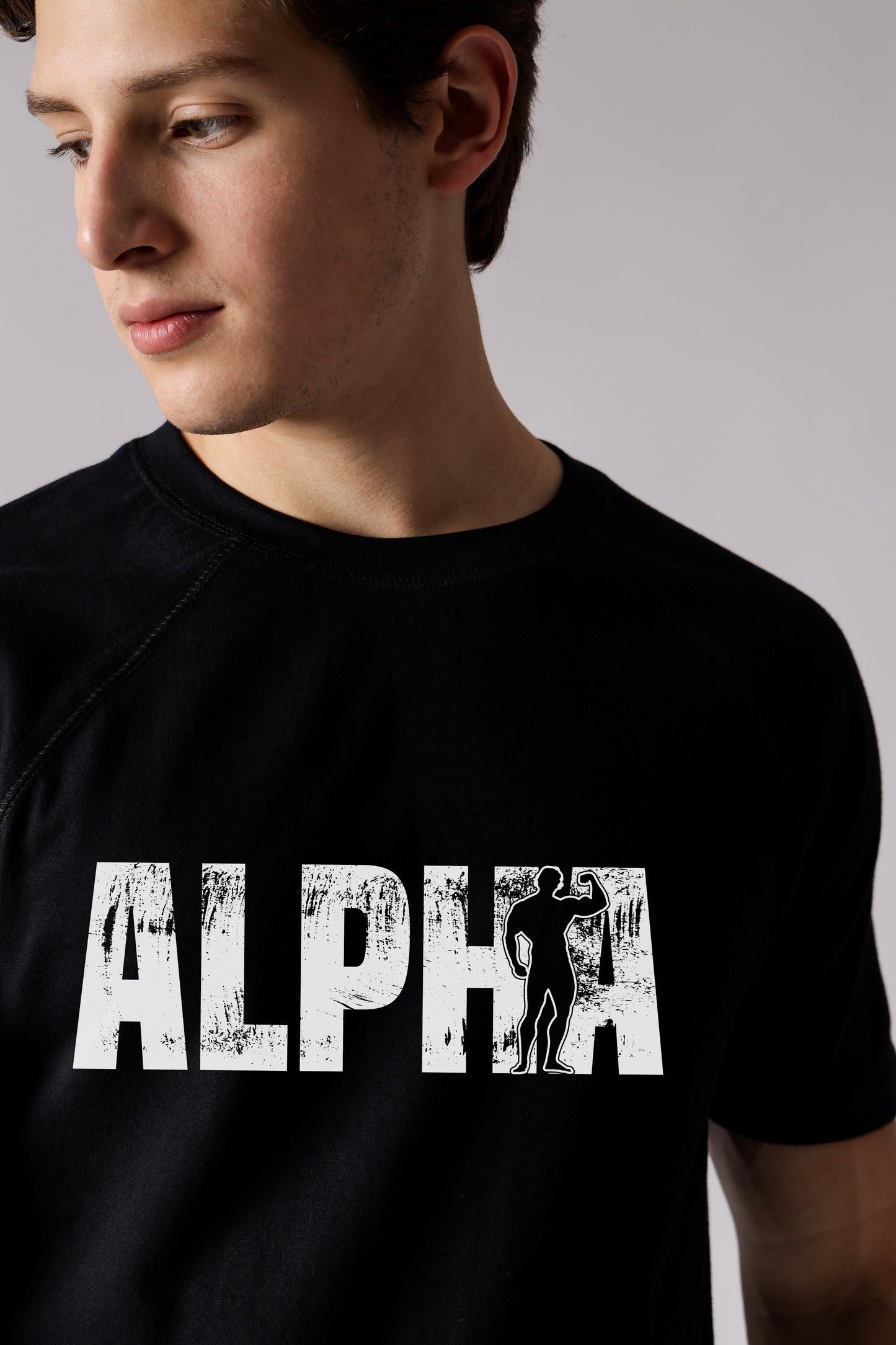 Starton Apparel Crew Neck Raglan Sleeve T-Shirt Pure Pre Combed Cotton Bio-Washed Alpha Print (STM-015)
