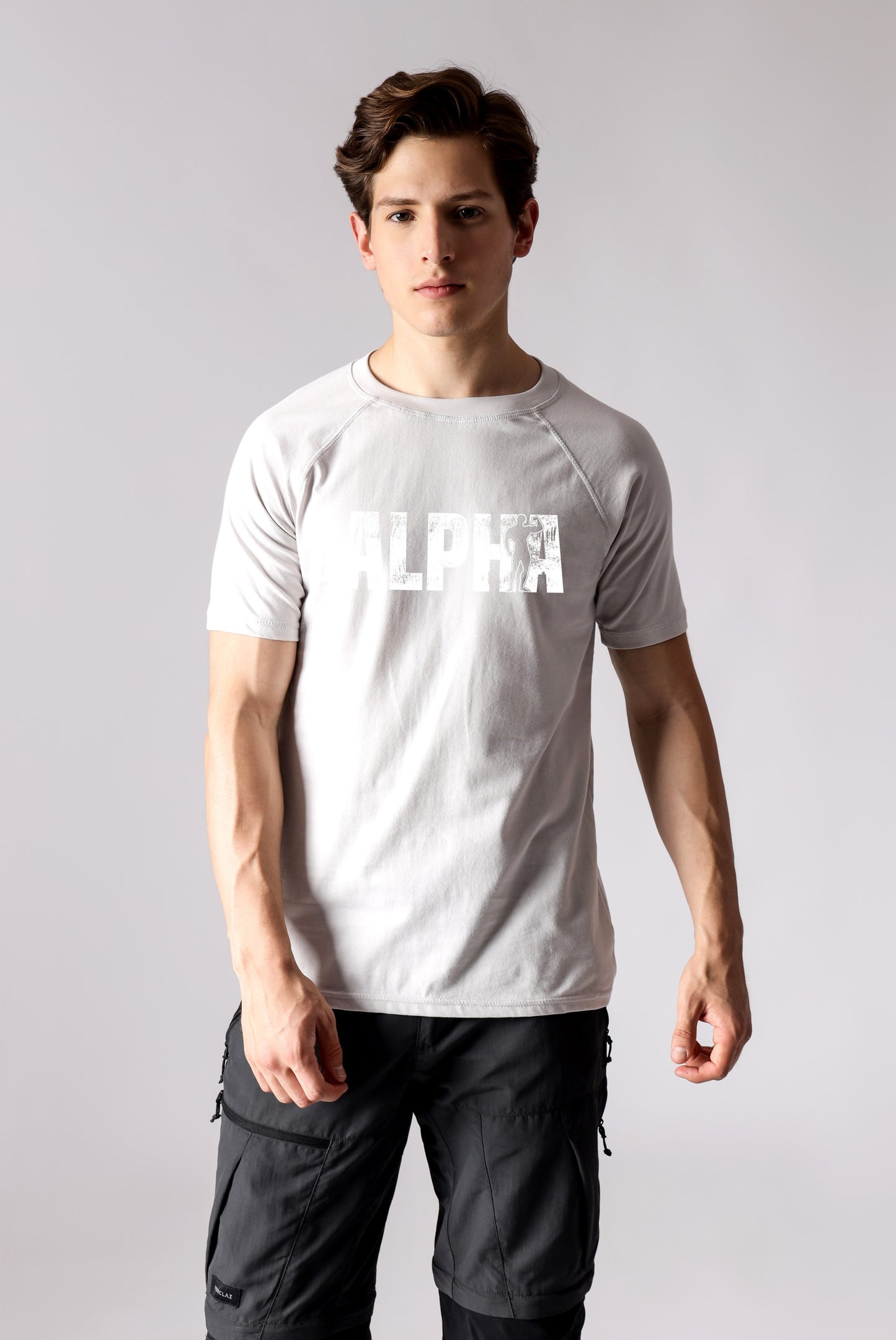 Starton Apparel Crew Neck Raglan Sleeve T-Shirt Pure Pre Combed Cotton Bio-Washed Alpha Print (STM-015)