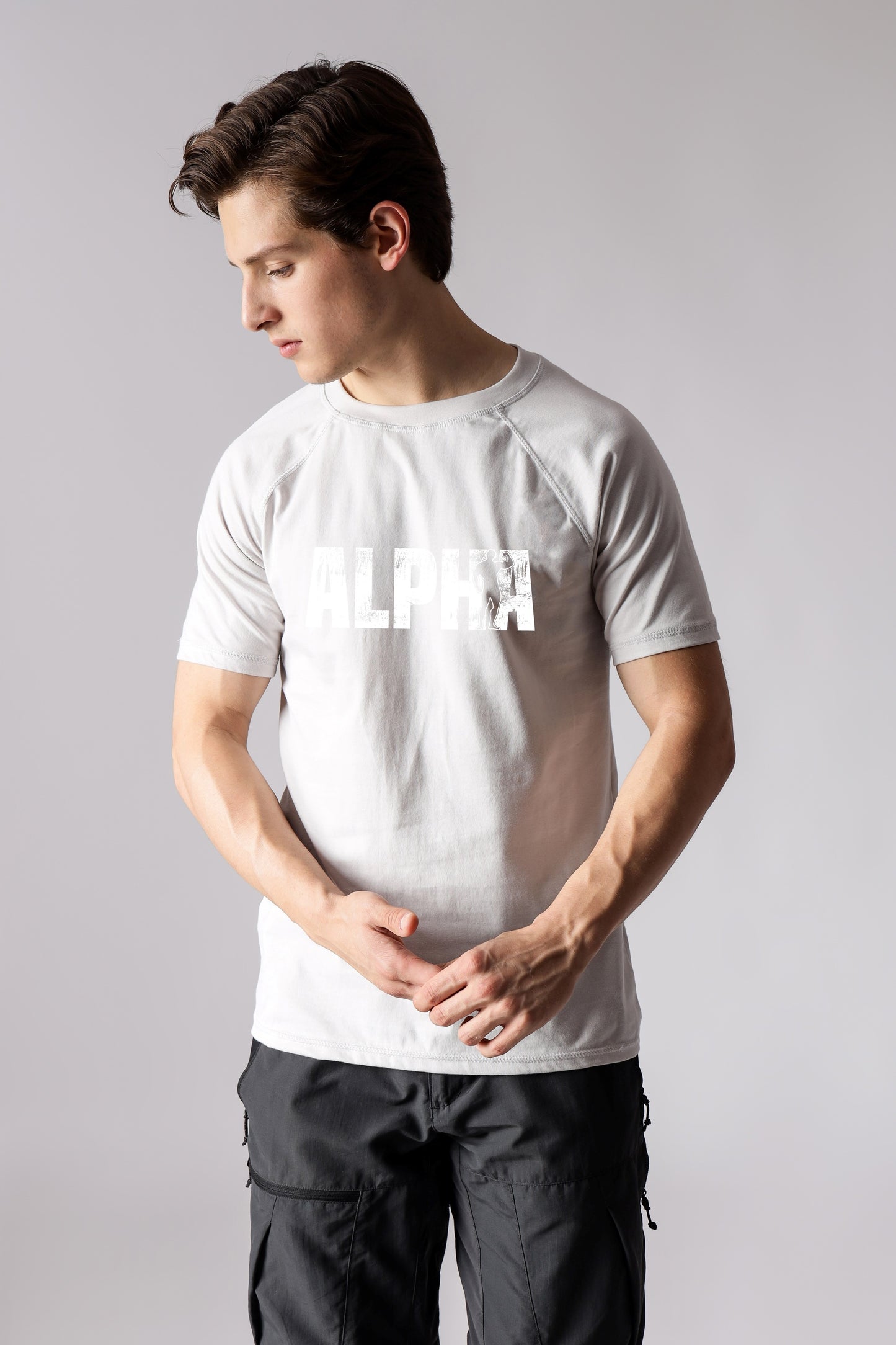 Starton Apparel Crew Neck Raglan Sleeve T-Shirt Pure Pre Combed Cotton Bio-Washed Alpha Print (STM-015)
