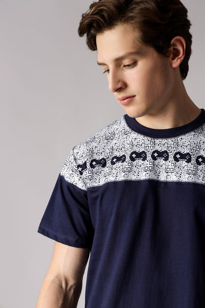 Starton Apparel Men's Round Neck T-Shirt Next Gen White B-Code (STM-019 Blue)