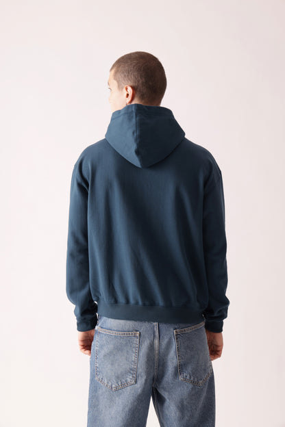 Starton Apparel Cotton Blend Teal Blue Neck Cover Oversized Hoodie