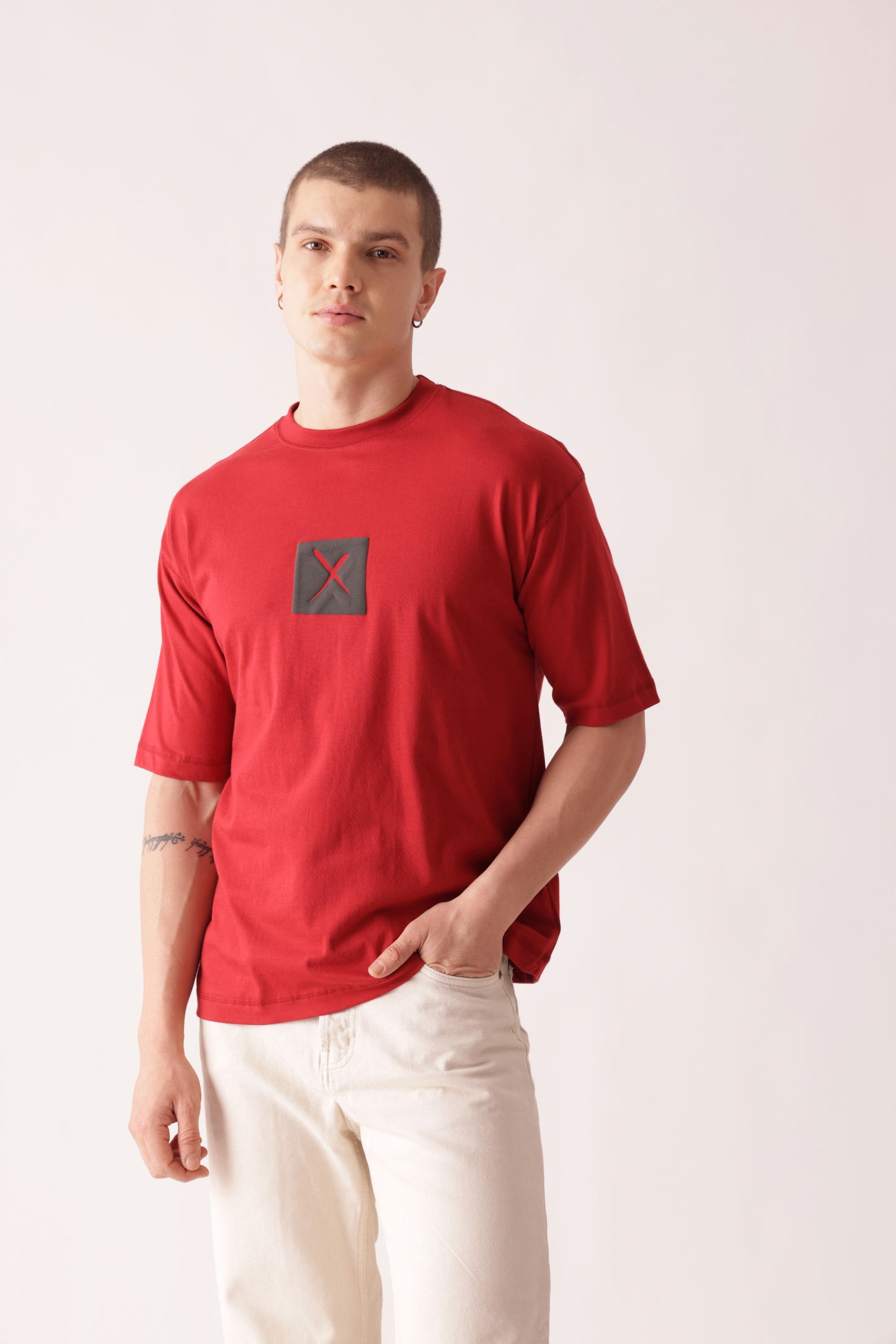 Starton Apparel Cotton Drop Shoulder Oversized T-Shirt  tic tac toe Back Printed