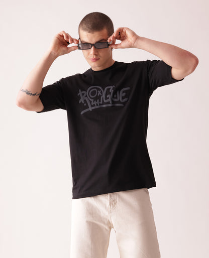 Starton Apparel Cotton Drop Shoulder Oversized T-Shirt ROGUE Front Back Printed