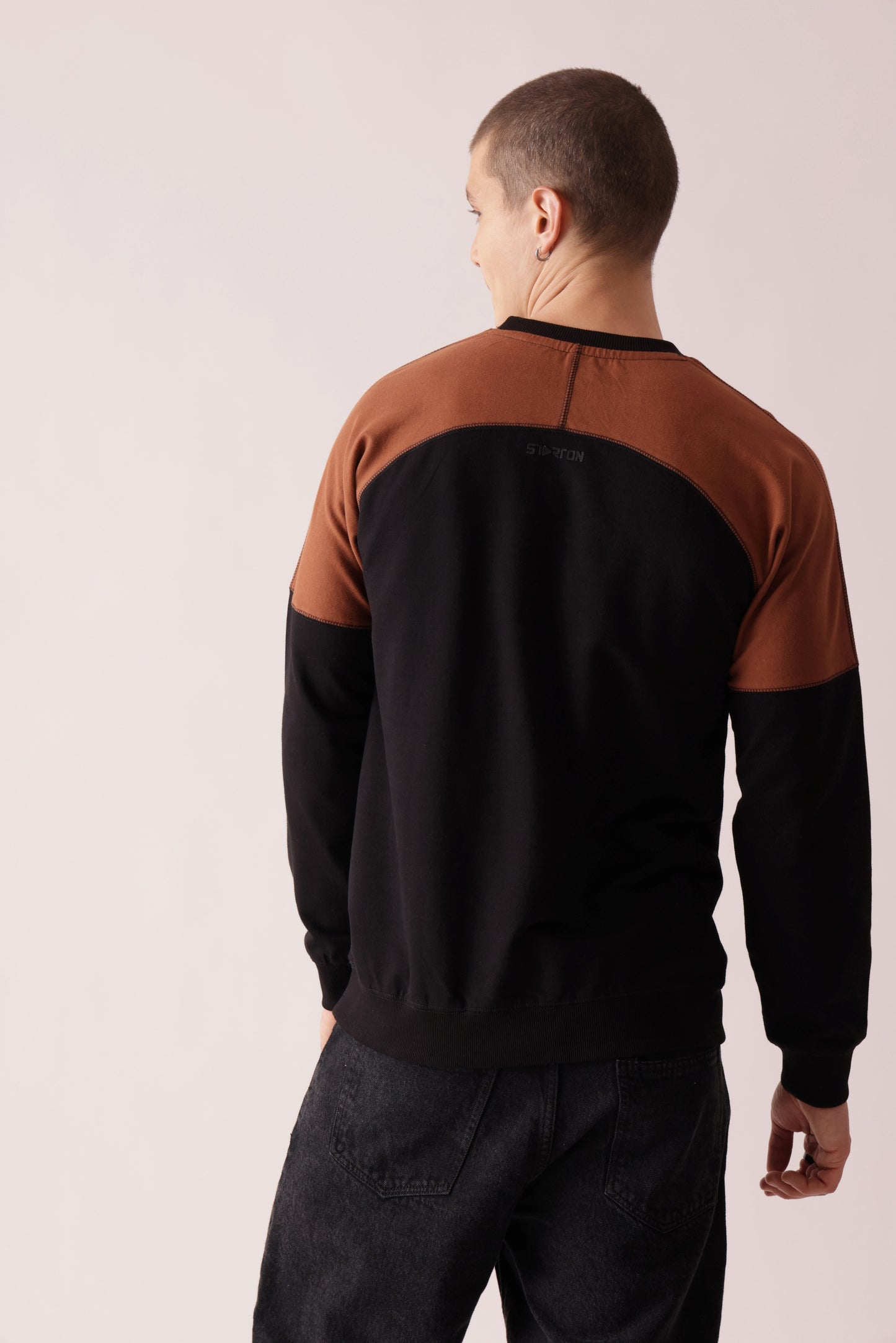 Starton Apparel Pure Cotton Terry 280GSM Black Brown Placket Oversized Sweatshirt