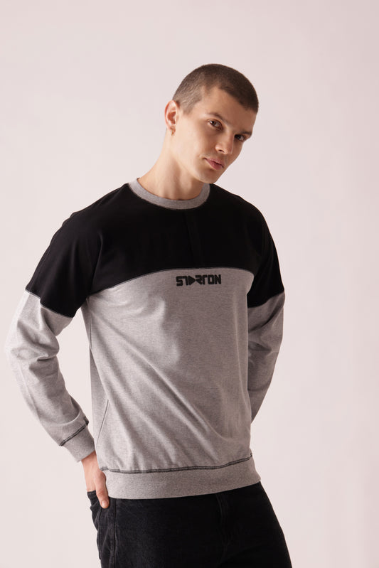 Starton Apparel Pure Cotton Terry 280GSM Black Grey Placket Oversized Sweatshirt