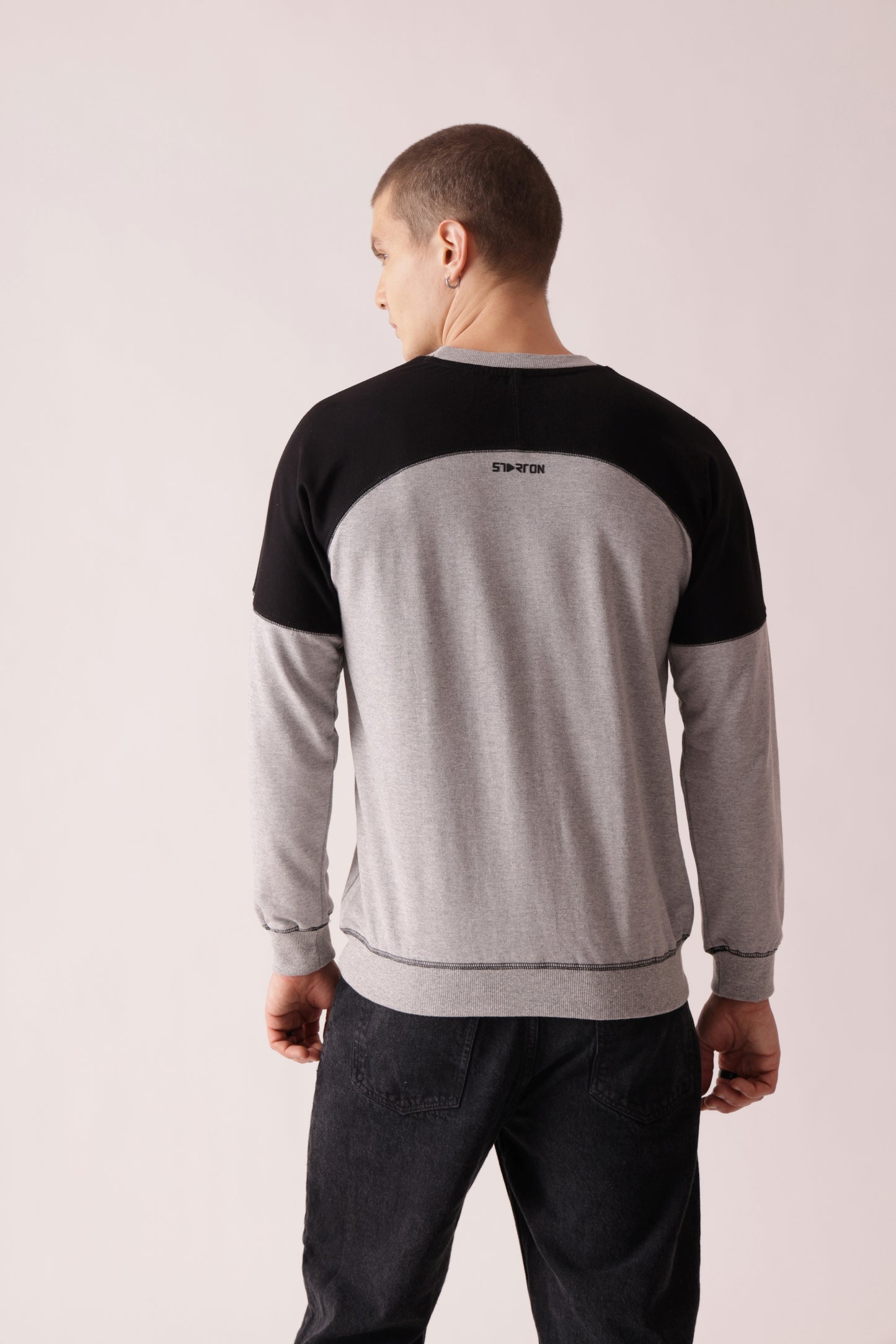 Starton Apparel Pure Cotton Terry 280GSM Black Grey Placket Oversized Sweatshirt