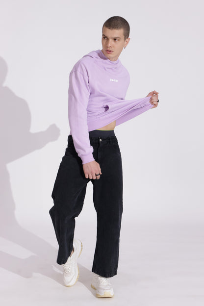 Starton Apparel Cotton Blend Lavender Neck Cover Oversized Hoodie