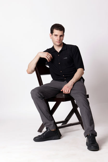 Starton Apparel Half Sleeve Cuban Collar Shirt Men Black