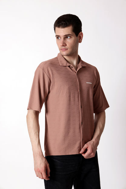 Starton Apparel Half Sleeve Cuban Collar Shirt Men Beige