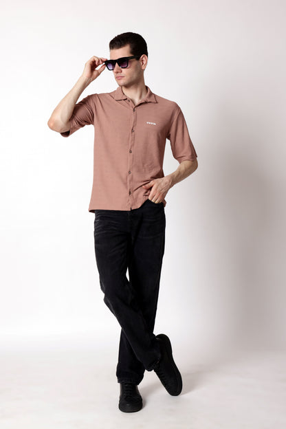 Starton Apparel Half Sleeve Cuban Collar Shirt Men Beige