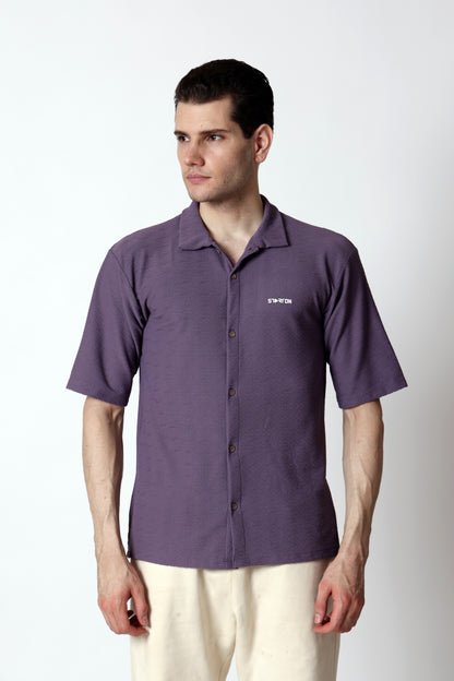 Starton Apparel Half Sleeve Cuban Collar Shirt Men Lavander