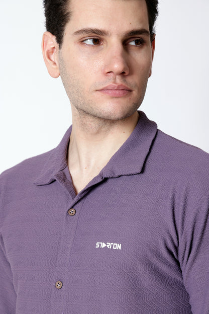 Starton Apparel Half Sleeve Cuban Collar Shirt Men Lavander