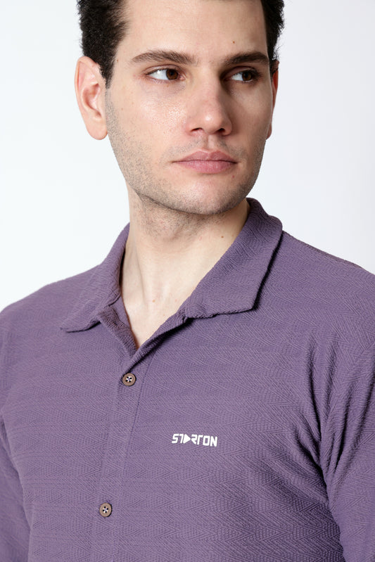 Starton Apparel Half Sleeve Cuban Collar Shirt Men Lavander