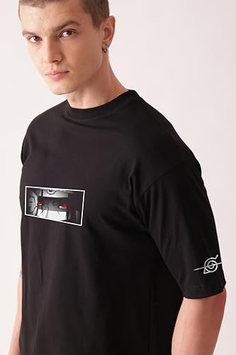 Starton Apparel 100% Pre Combed Cotton Anime Itachi Uchiha Naruto Graphic Oversized Unisex Loose Fit Drop Shoulder T Shirt for Men Women