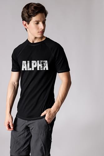 Starton Apparel Men's Pure Cotton Raglan Sleeve Crew Neck T-Shirt for Men Gym Alpha Print