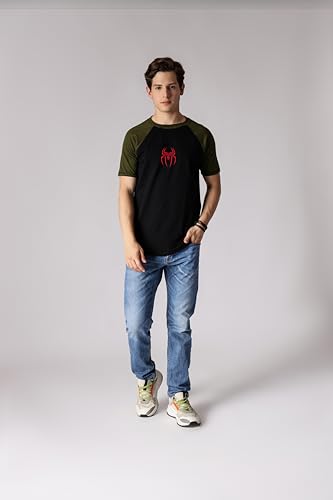 Starton Apparel 100% Cotton Spidey Superhero Graphic Regular Fit Men Raglan Sleeve Gym t Shirts for Men Workout
