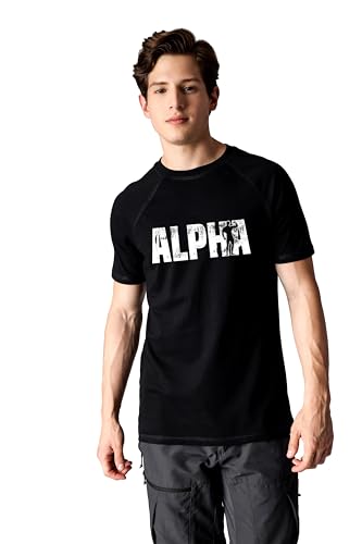 Starton Apparel Men's Pure Cotton Raglan Sleeve Crew Neck T-Shirt for Men Gym Alpha Print