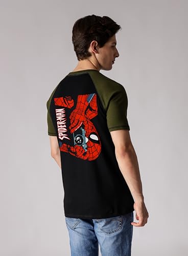 Starton Apparel 100% Cotton Spidey Superhero Graphic Regular Fit Men Raglan Sleeve Gym t Shirts for Men Workout