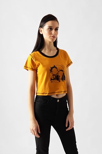 Starton Apparel 100% Cotton Anime Demon Slayer Tanjiro Nezuko Crop Top for Women