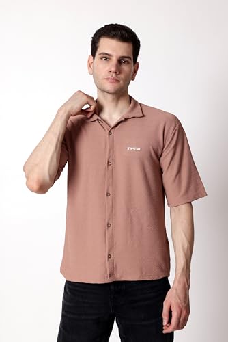 Starton Apparel Men's Textured Casual Shirts, Half Sleeve, Plain, Stylish, Fancy