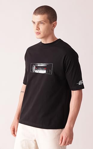 Starton Apparel 100% Pre Combed Cotton Anime Itachi Uchiha Naruto Graphic Oversized Unisex Loose Fit Drop Shoulder T Shirt for Men Women