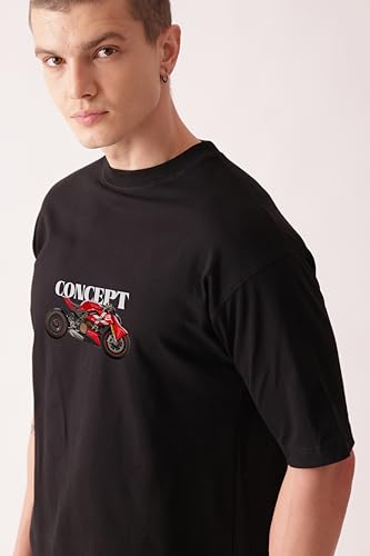 Starton Apparel Premium Oversized T-Shirt for Men, 100% Cotton Drop Shoulder Bike Automobile Motercycle Graphic Front and Back Printed