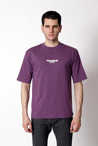 Starton Apparel 100% Pure Cotton Drop Shoulder Oversized Fit T-Shirt for Men Futuristic Cyberpunk Techwear Front and Back Print (STM-035)