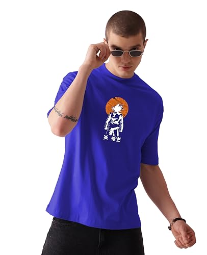 Starton Apparel 100% Pre Combed Cotton Anime Goku Graphic Printed Oversized Unisex Loose Fit Drop Shoulder T Shirt for Men Women