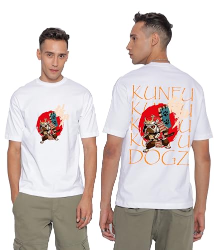 Starton Apparel 100% Cotton Anime Office Funny Quotes Drop Shoulder Oversized Baggy Fit Half Sleeve Round Neck Unisex T-Shirt for Men Women