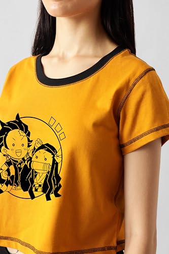 Starton Apparel 100% Cotton Anime Demon Slayer Tanjiro Nezuko Crop Top for Women