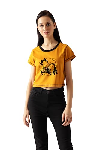 Starton Apparel 100% Cotton Anime Demon Slayer Tanjiro Nezuko Crop Top for Women