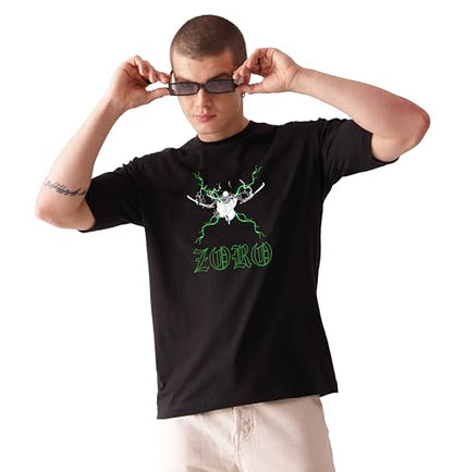 Starton Apparel Unisex Cotton T-Shirt Monkey D. Luffy Roronoa Zoro Anime Graphic Oversized T Shirt for Men and Women Drop Shoulder Loose Baggy Fit Unisex