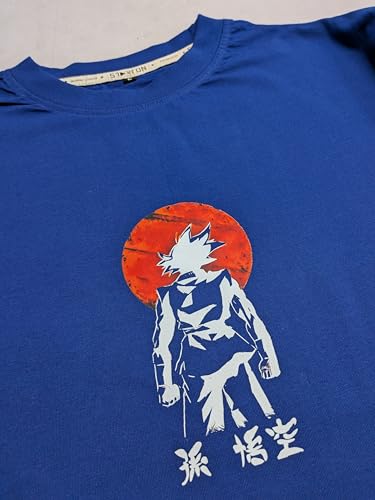 Starton Apparel 100% Pre Combed Cotton Anime Goku Graphic Printed Oversized Unisex Loose Fit Drop Shoulder T Shirt for Men Women