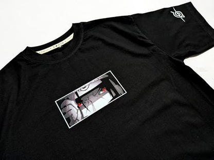 Starton Apparel 100% Pre Combed Cotton Anime Itachi Uchiha Naruto Graphic Oversized Unisex Loose Fit Drop Shoulder T Shirt for Men Women