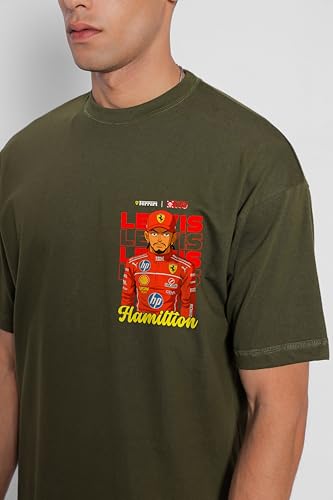 Starton Apparel Unisex Cotton Formula 1 Lewis Hamilton Norris Senna F1 Motorsport Graphic Print Oversized Fit T-Shirt