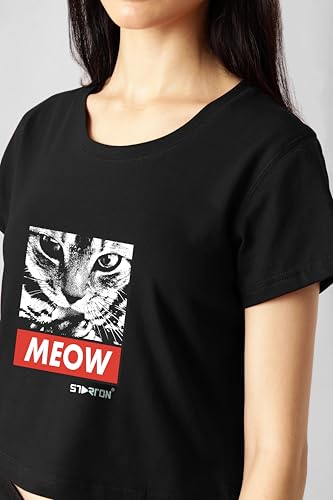 Starton Apparel 100% Cotton Round-Neck Crop Top Graphic Print || Tops for Women || Tops for Women Crop Tops for Women