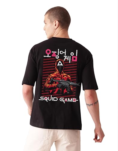 Starton Apparel 100% Cotton Drop Shoulder Baggy Oversized T-Shirt for Men, Squid Series Graphic Print