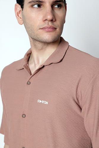 Starton Apparel Men's Textured Casual Shirts, Half Sleeve, Plain, Stylish, Fancy